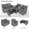 4 Pieces Patio Rattan Furniture Set Sofa Table with Storage Shelf Cushion